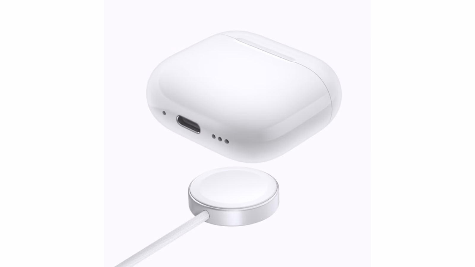 The actual AirPods 5 wireless charging case, preserving the real product design.