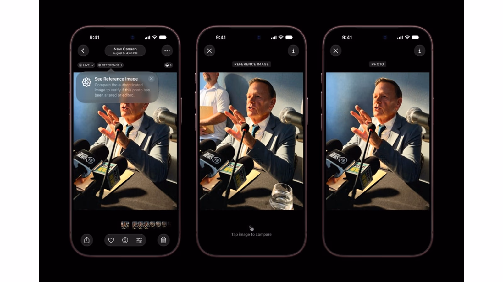 Apple's actual Photos interface example showing its Reference Image feature.