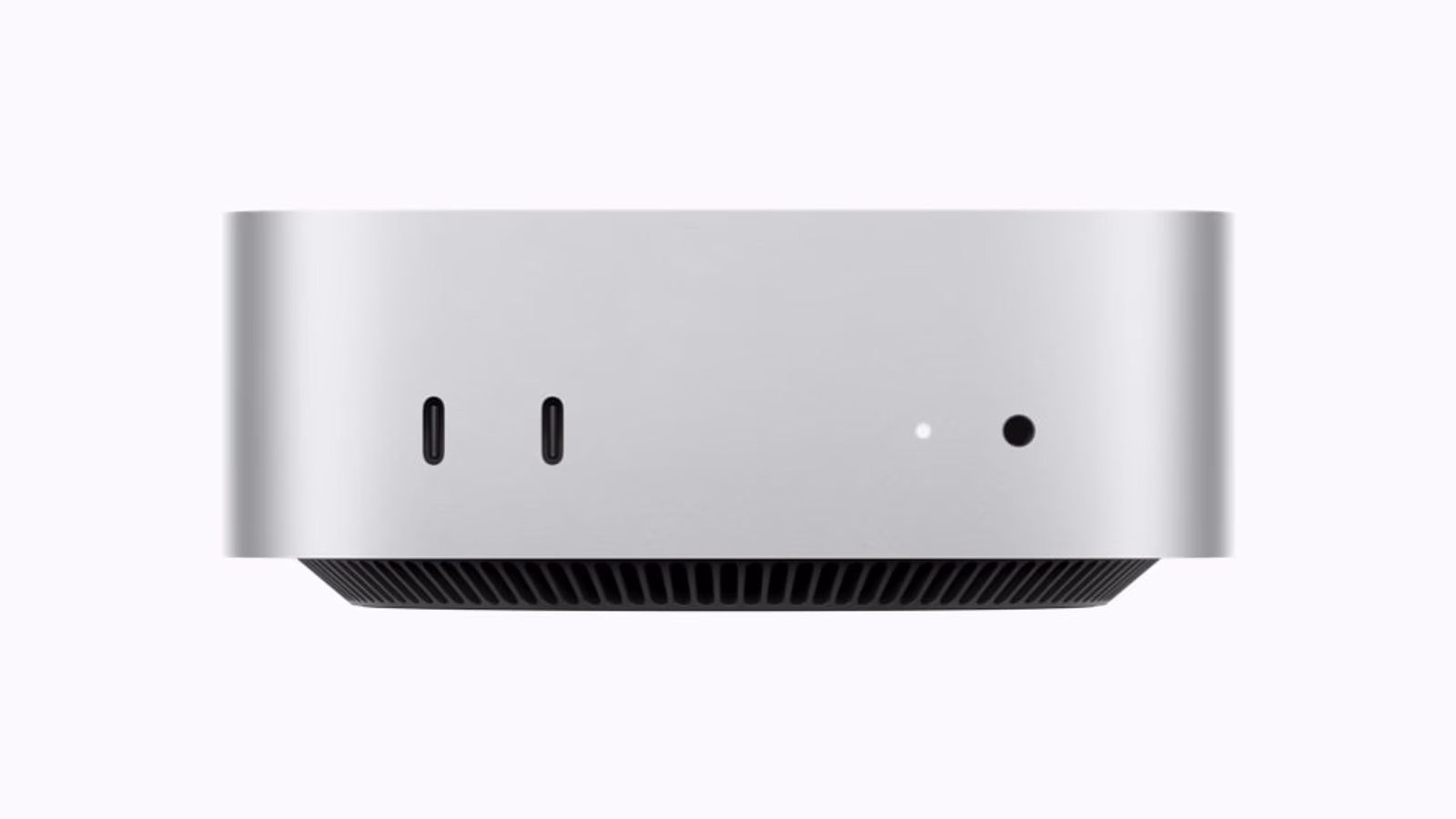 The actual Mac mini front, with two USB-C ports and a headphone socket.