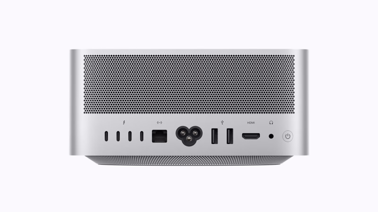The Mac Studio rear panel with its built-in workstation connections.