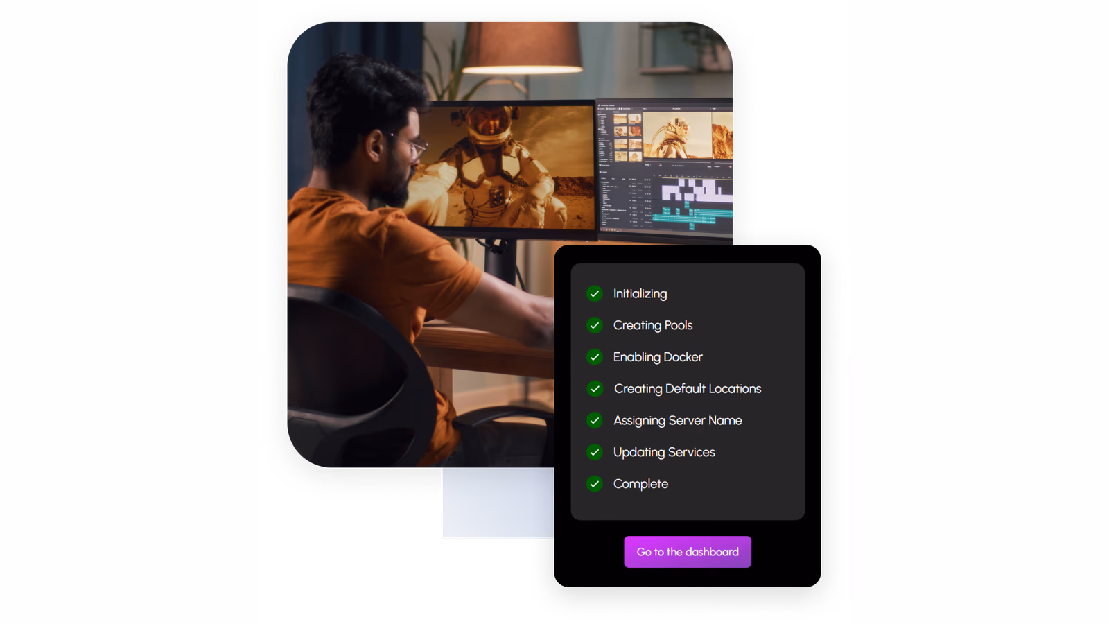 HexOS promotional image with a setup progress interface