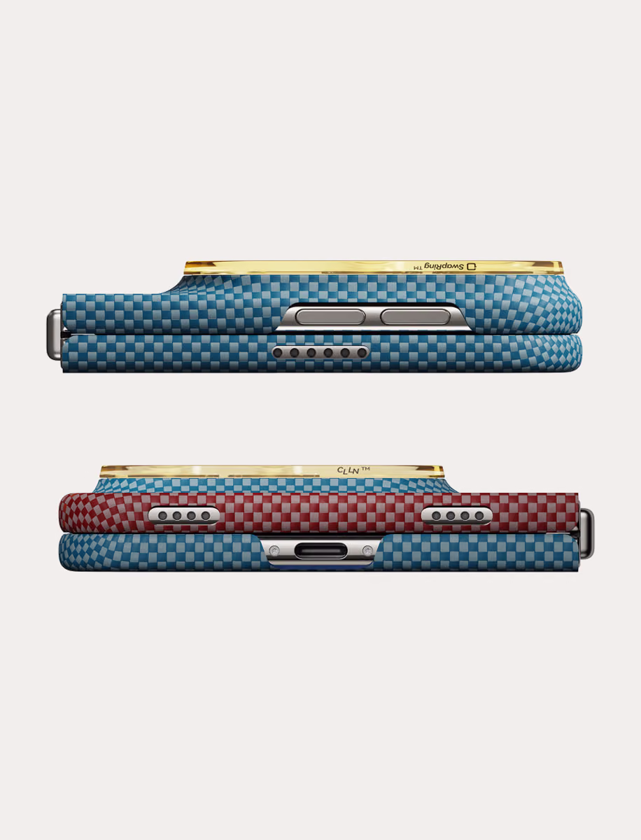 Top and bottom edges of the case, where the ends of the hinge stay open